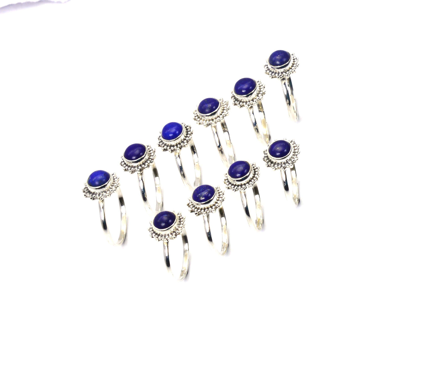 WHOLESALE 10PC 925 SOLID STERLING SILVER BLUE LAPIS LAZULI RING LOT