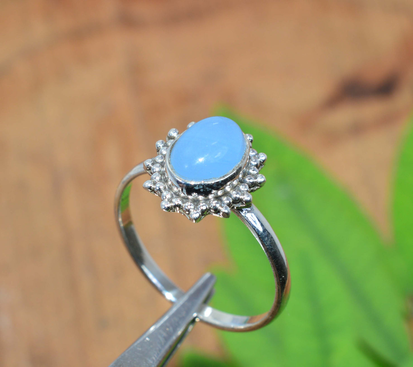 WHOLESALE 5PC 925 SOLID STERLING SILVER BLUE CHALCEDONY RING LOT