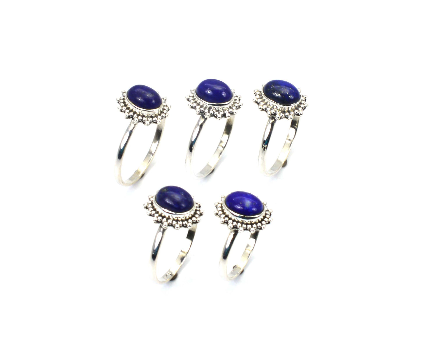 WHOLESALE 5PC 925 SOLID STERLING SILVER BLUE LAPIS LAZULI RING LOT