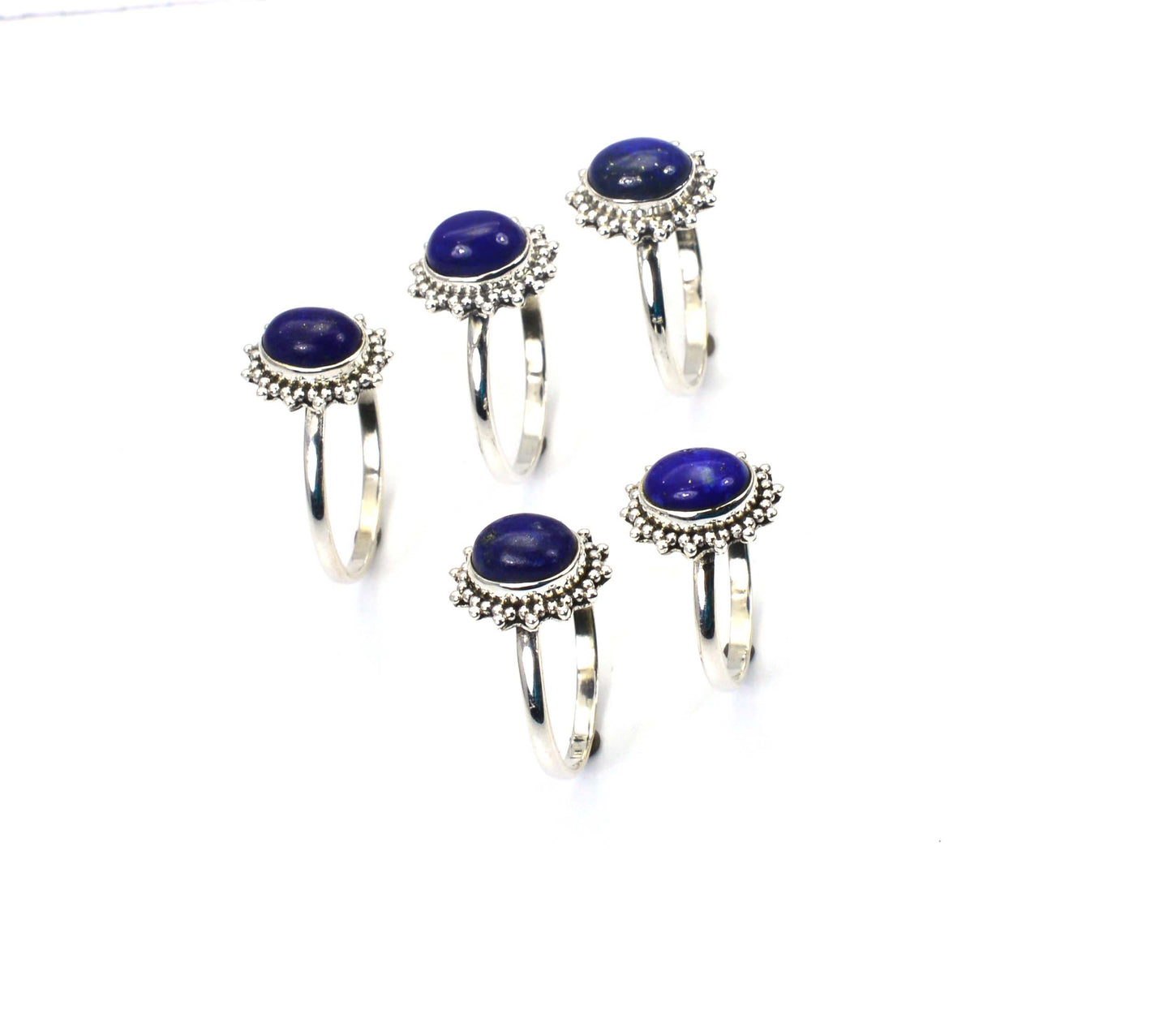 WHOLESALE 5PC 925 SOLID STERLING SILVER BLUE LAPIS LAZULI RING LOT