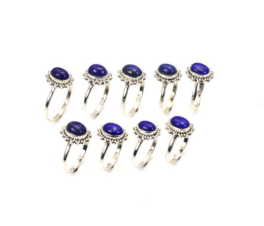 WHOLESALE 9PC 925 SOLID STERLING SILVER BLUE LAPIS LAZULI RING LOT