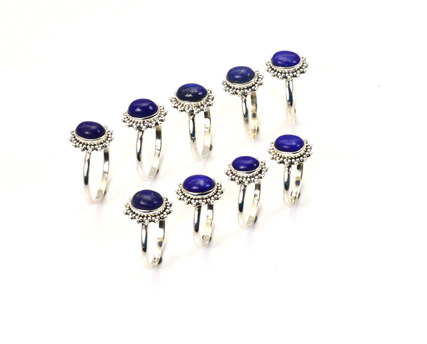 WHOLESALE 9PC 925 SOLID STERLING SILVER BLUE LAPIS LAZULI RING LOT