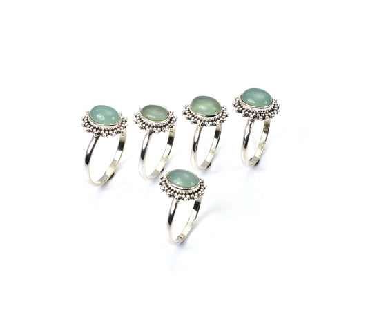 WHOLESALE 5PC 925 SOLID STERLING SILVER AQUA CHALCEDONY RING LOT