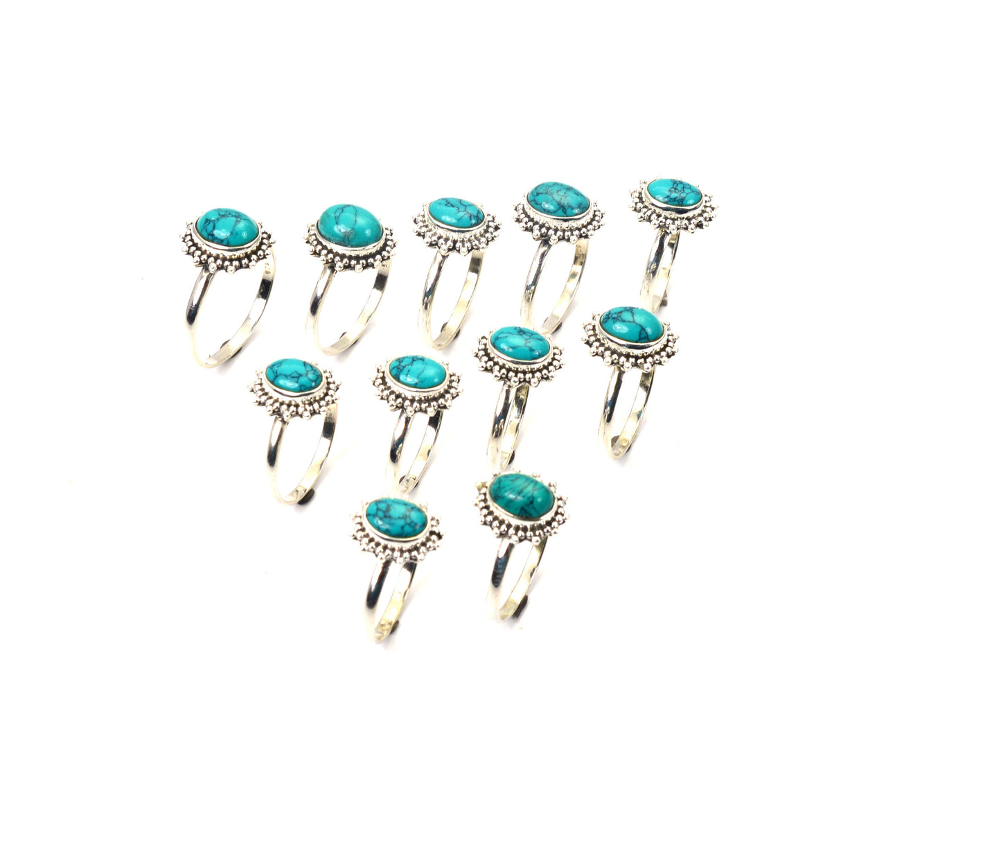 WHOLESALE 11PC 925 SOLID STERLING SILVER BLUE TURQUOISE RING LOT
