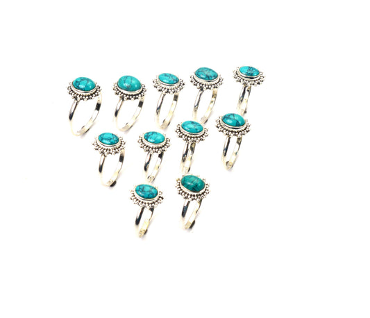 WHOLESALE 11PC 925 SOLID STERLING SILVER BLUE TURQUOISE RING LOT