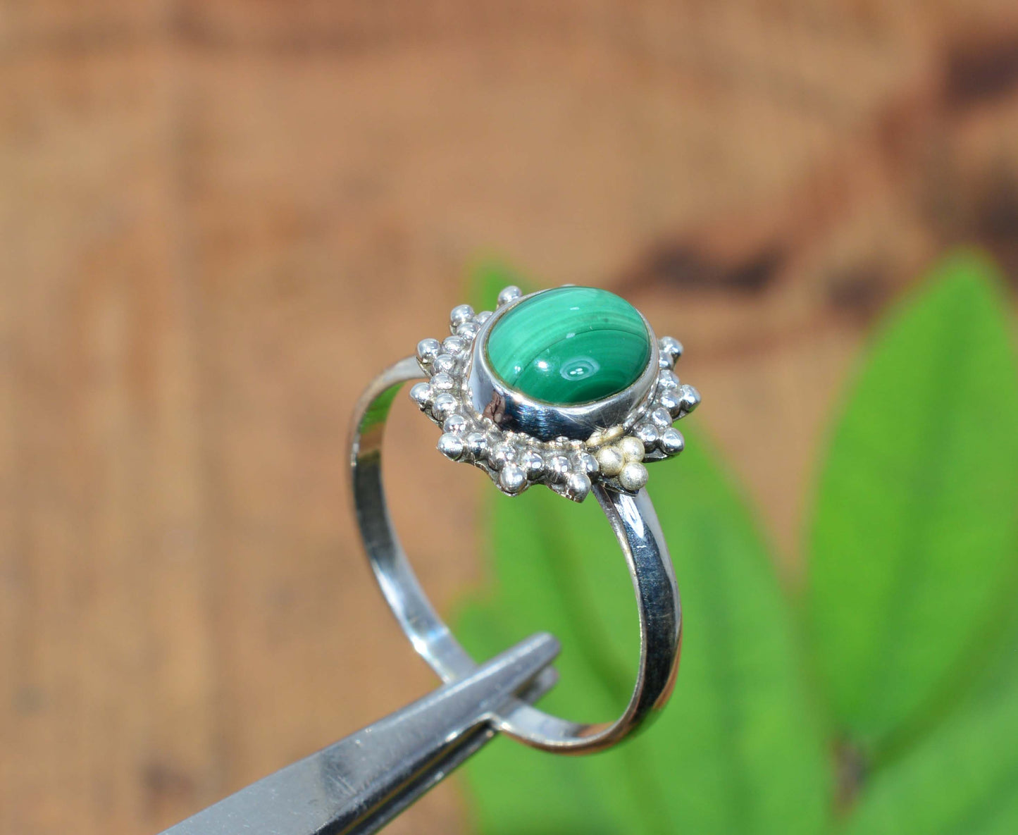 WHOLESALE 5PC 925 SOLID STERLING SILVER GREEN MALACHITE RING LOT