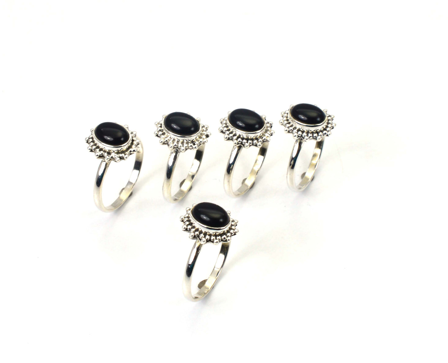WHOLESALE 5PC 925 SOLID STERLING SILVER BLACK ONYX RING LOT