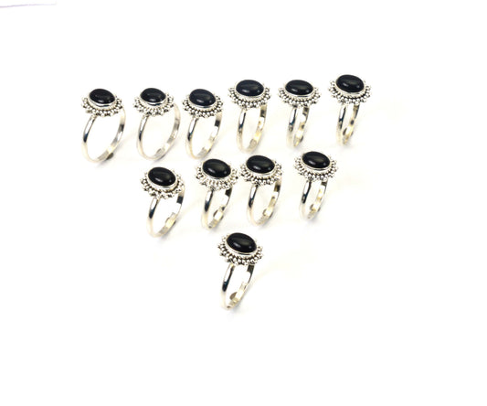 WHOLESALE 11PC 925 SOLID STERLING SILVER BLACK ONYX RING LOT