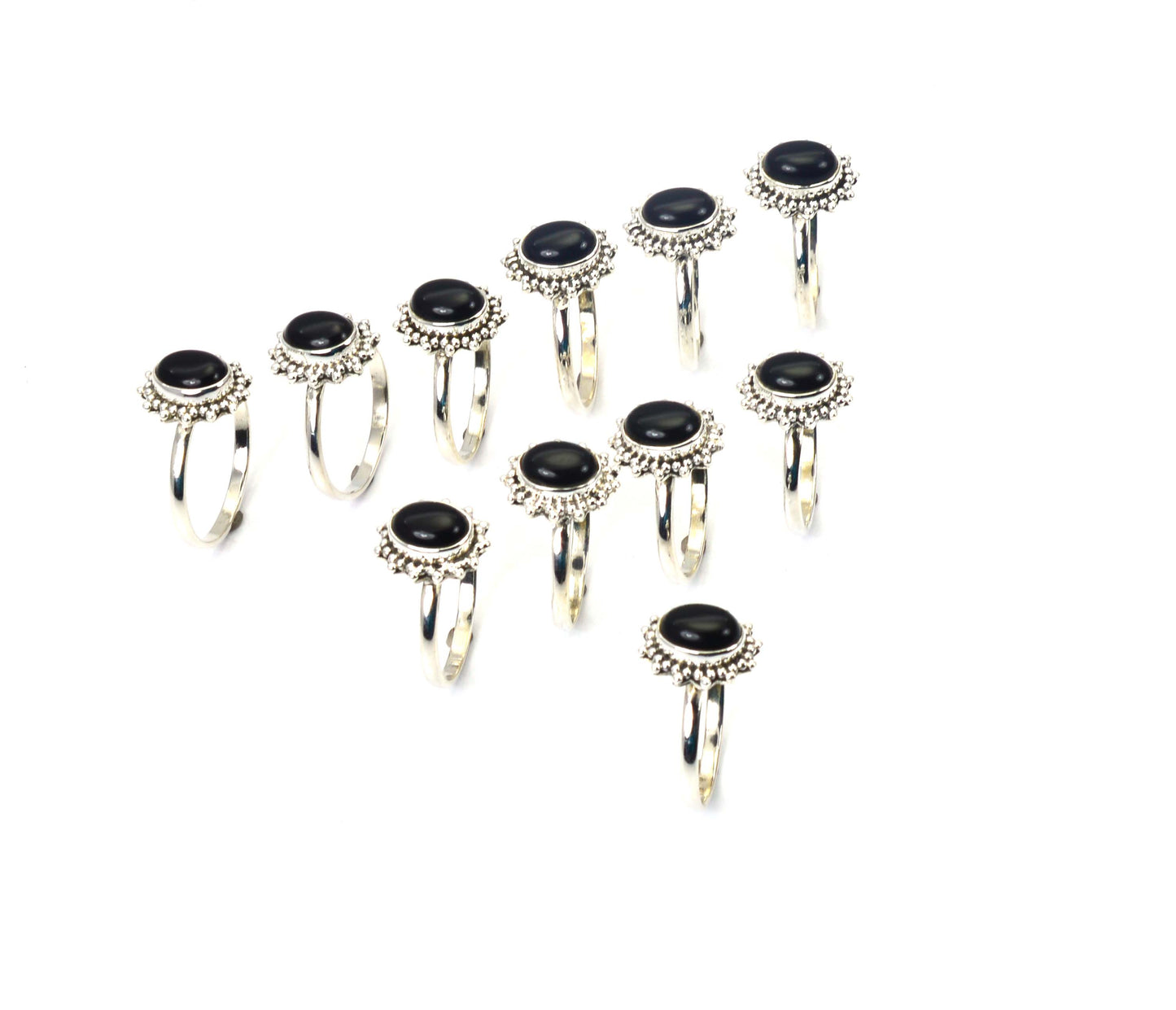 WHOLESALE 11PC 925 SOLID STERLING SILVER BLACK ONYX RING LOT