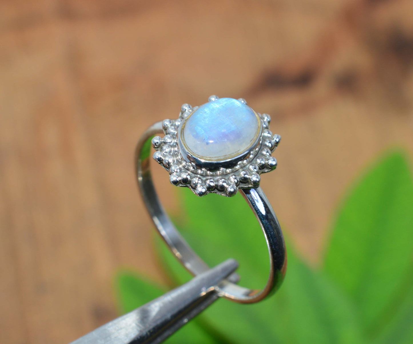 WHOLESALE 5PC 925 SOLID STERLING SILVER WHITE RAINBOW MOONSTONE RING LOT