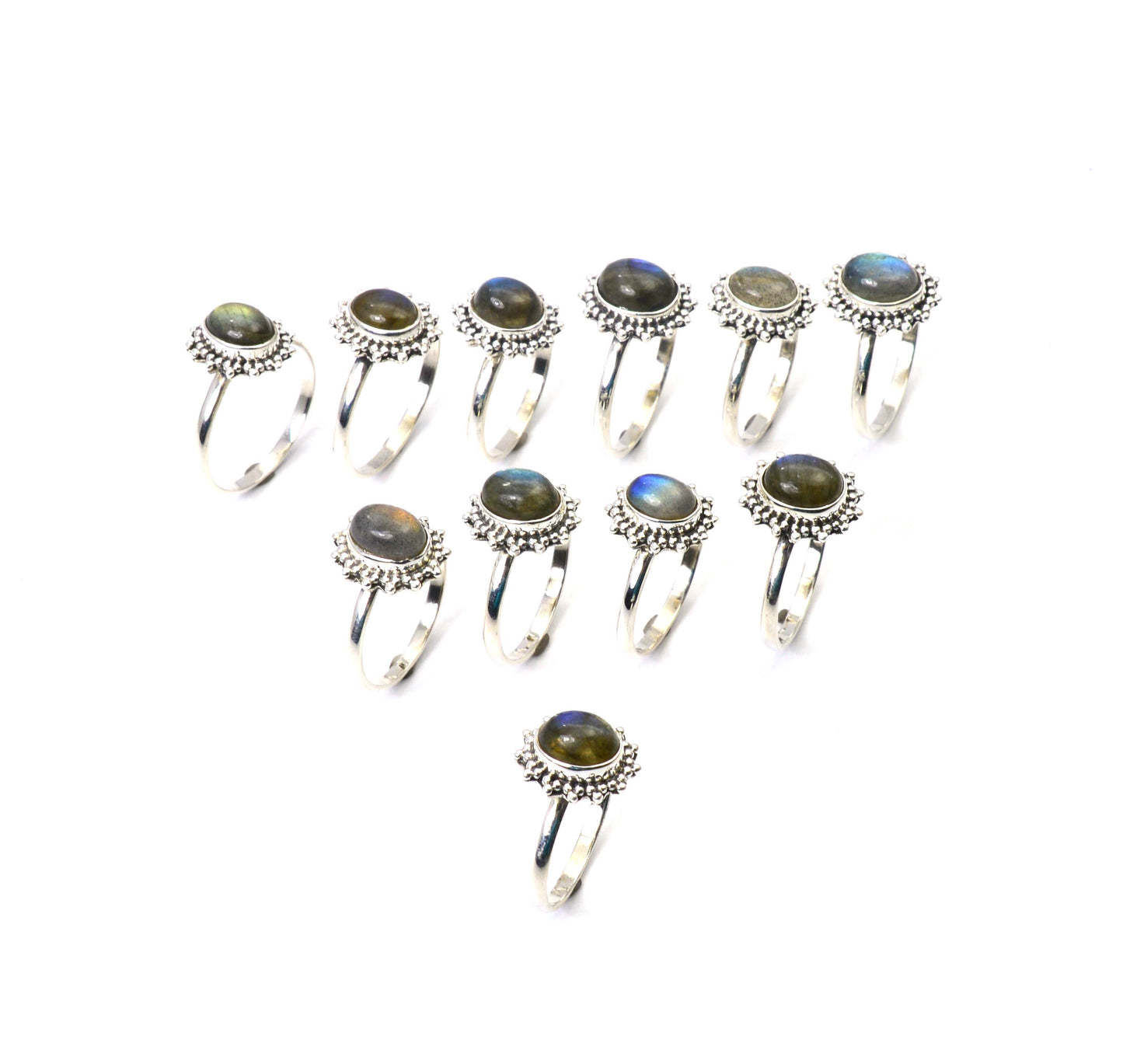WHOLESALE 11PC 925 SOLID STERLING SILVER LABRADORITE RING LOT
