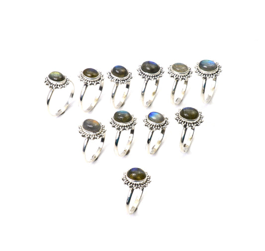WHOLESALE 11PC 925 SOLID STERLING SILVER LABRADORITE RING LOT