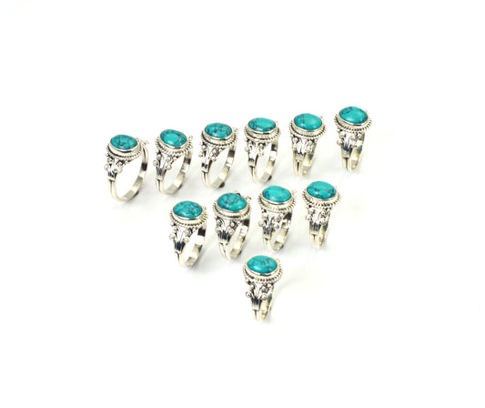 WHOLESALE 11PC 925 SOLID STERLING SILVER BLUE TURQUOISE RING LOT