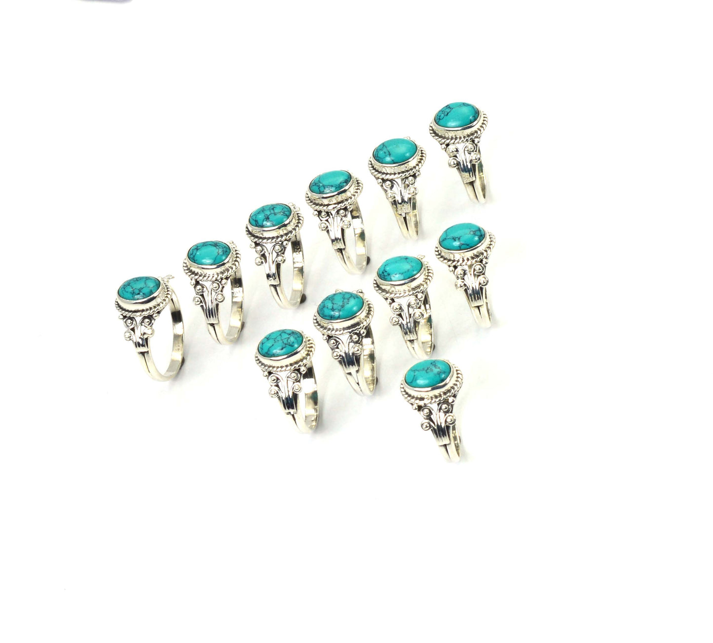 WHOLESALE 11PC 925 SOLID STERLING SILVER BLUE TURQUOISE RING LOT