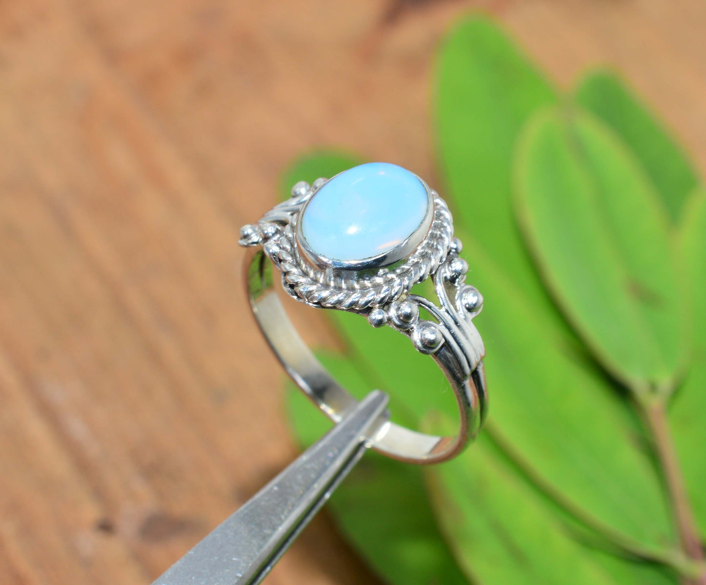 WHOLESALE 5PC 925 SOLID STERLING SILVER MILKY OPALITE RING LOT