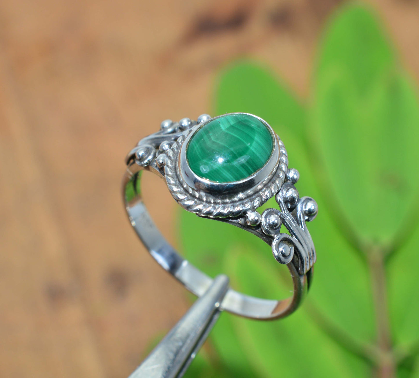 WHOLESALE 5PC 925 SOLID STERLING SILVER GREEN MALACHITE RING LOT