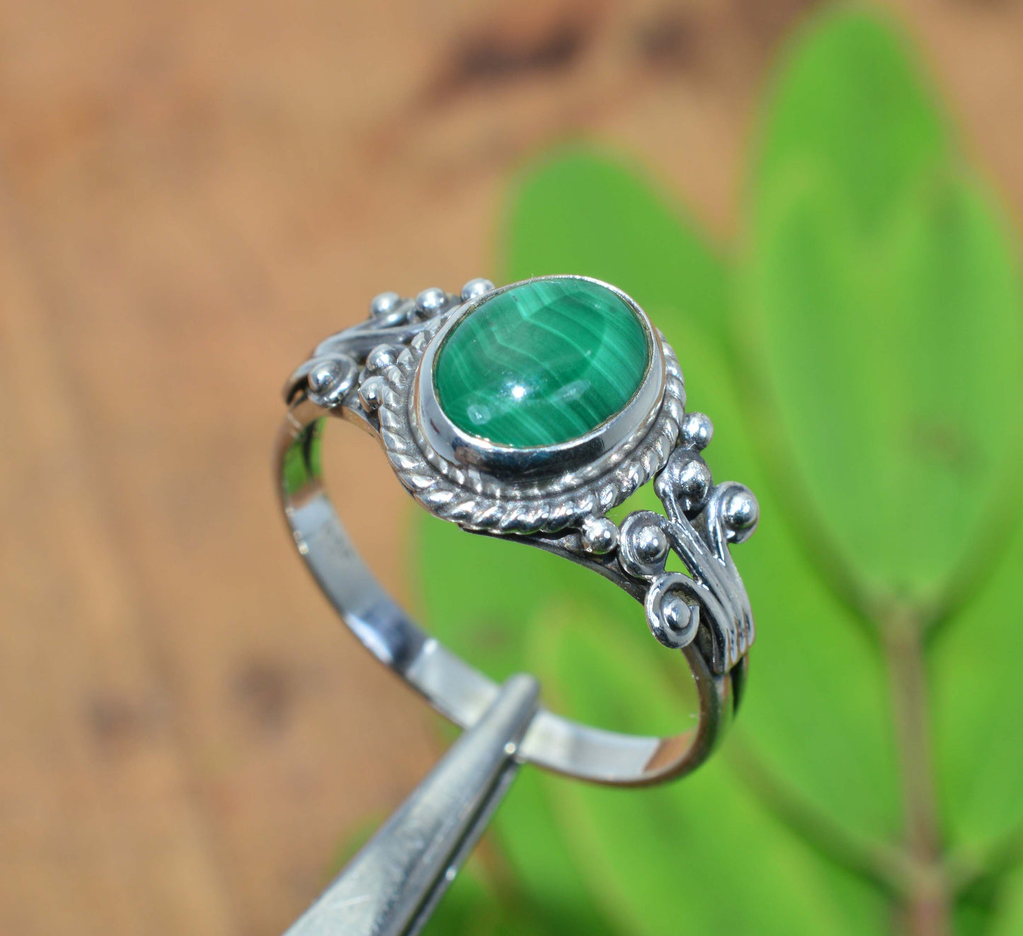 WHOLESALE 10PC 925 SOLID STERLING SILVER GREEN MALACHITE RING LOT