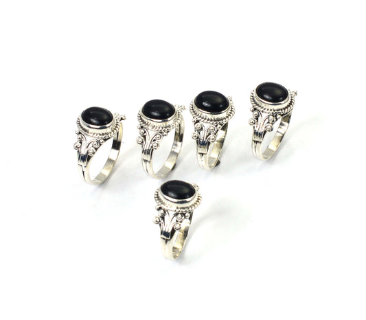 WHOLESALE 5PC 925 SOLID STERLING SILVER BLACK ONYX RING LOT