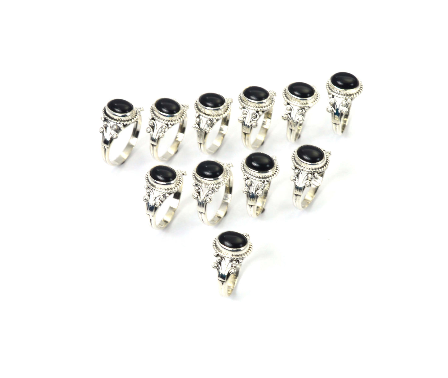 WHOLESALE 11PC 925 SOLID STERLING SILVER BLACK ONYX RING LOT