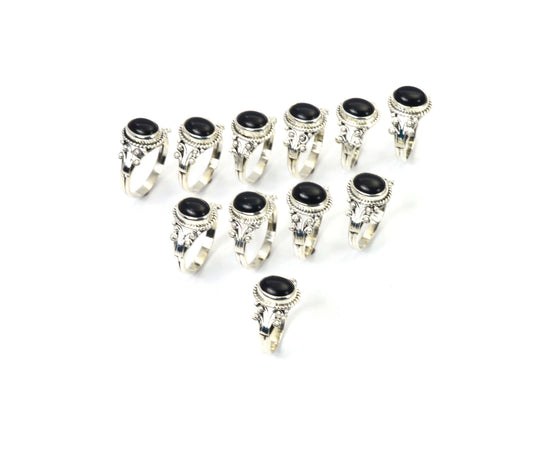 WHOLESALE 11PC 925 SOLID STERLING SILVER BLACK ONYX RING LOT