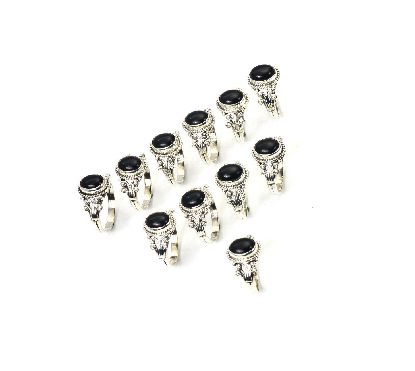 WHOLESALE 11PC 925 SOLID STERLING SILVER BLACK ONYX RING LOT