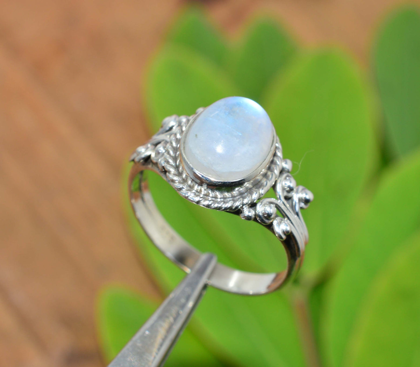 WHOLESALE 5PC 925 SOLID STERLING SILVER WHITE RAINBOW MOONSTONE RING LOT