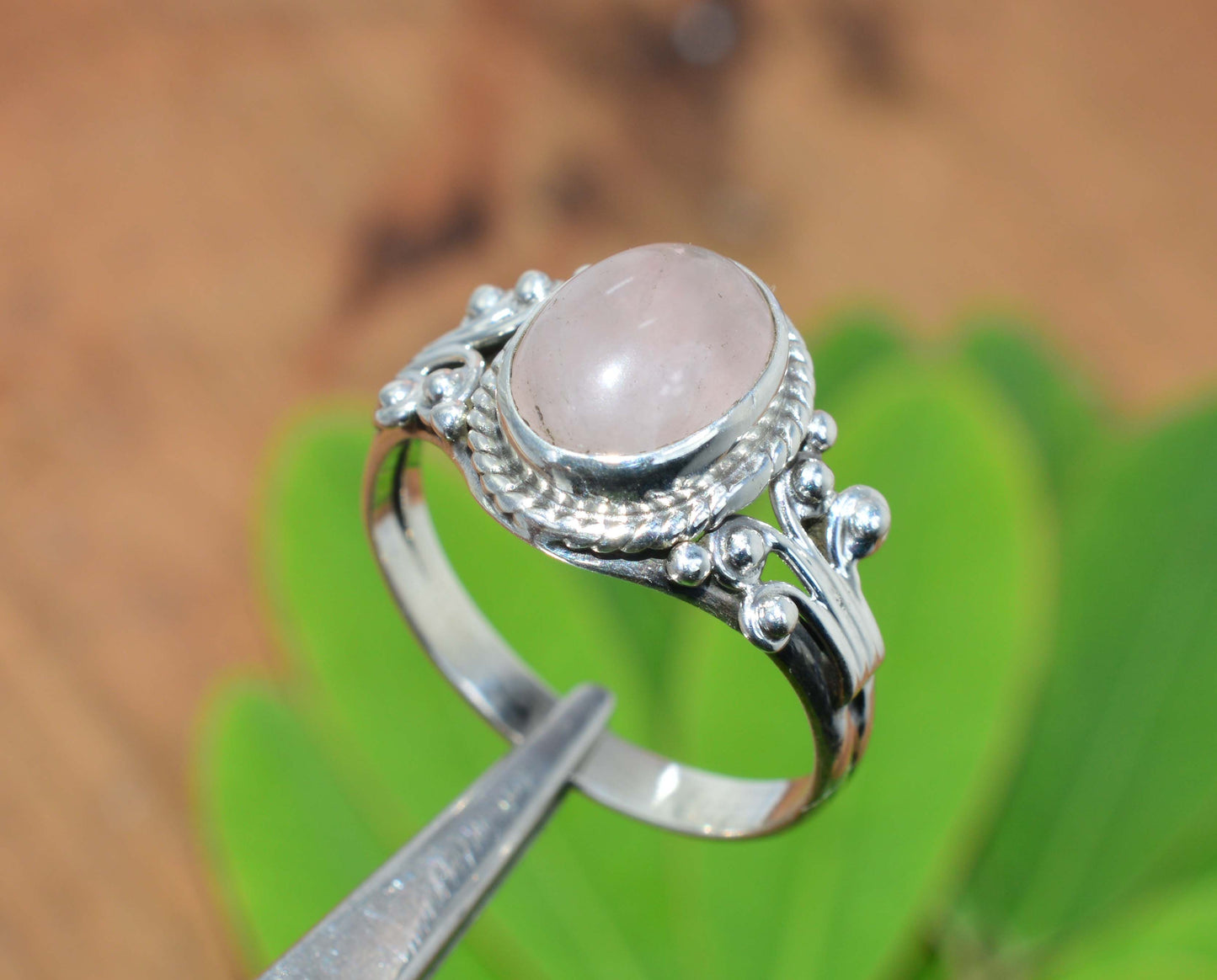 WHOLESALE 5PC 925 SOLID STERLING SILVER PINK ROSE QUARTZ RING LOT