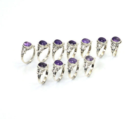 WHOLESALE 11PC 925 SOLID STERLING SILVER PURPLE AMETHYST RING LOT