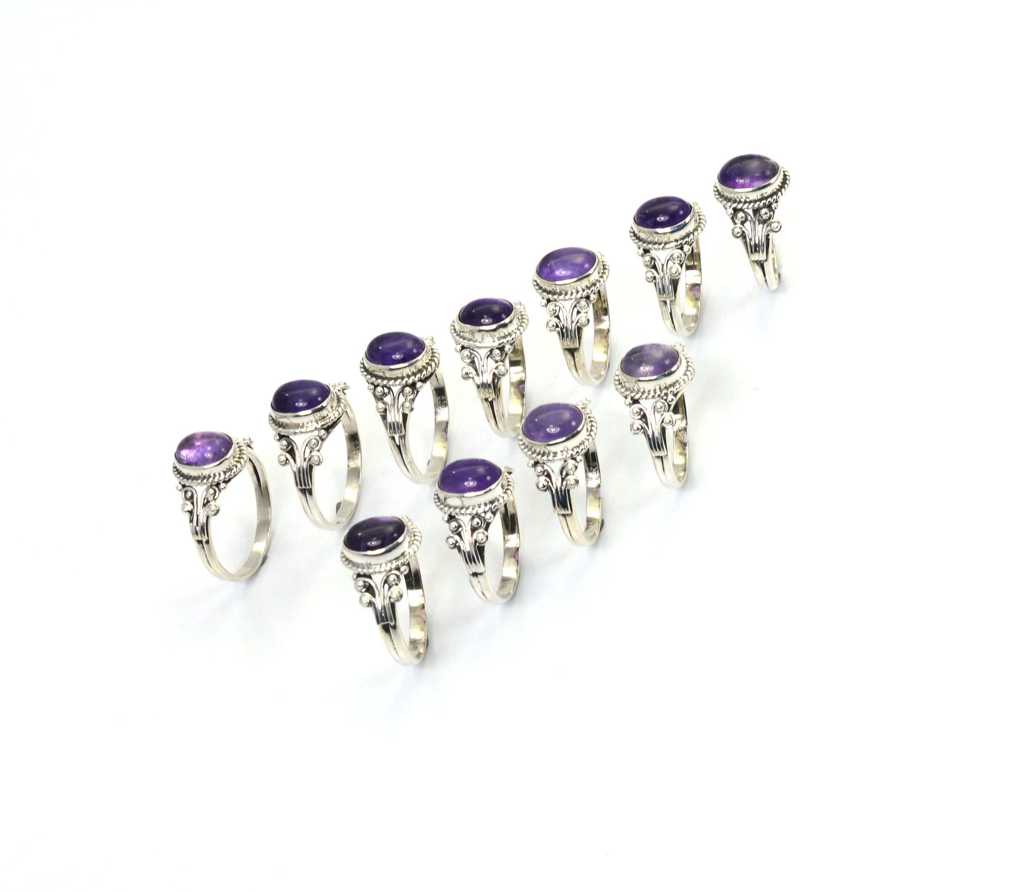 WHOLESALE 11PC 925 SOLID STERLING SILVER PURPLE AMETHYST RING LOT