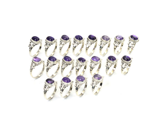 WHOLESALE 19PC 925 SOLID STERLING SILVER PURPLE AMETHYST RING LOT