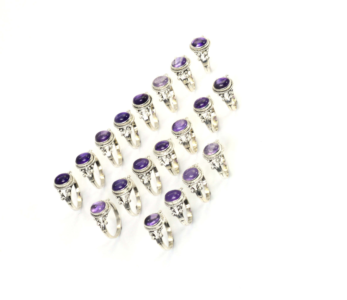 WHOLESALE 19PC 925 SOLID STERLING SILVER PURPLE AMETHYST RING LOT
