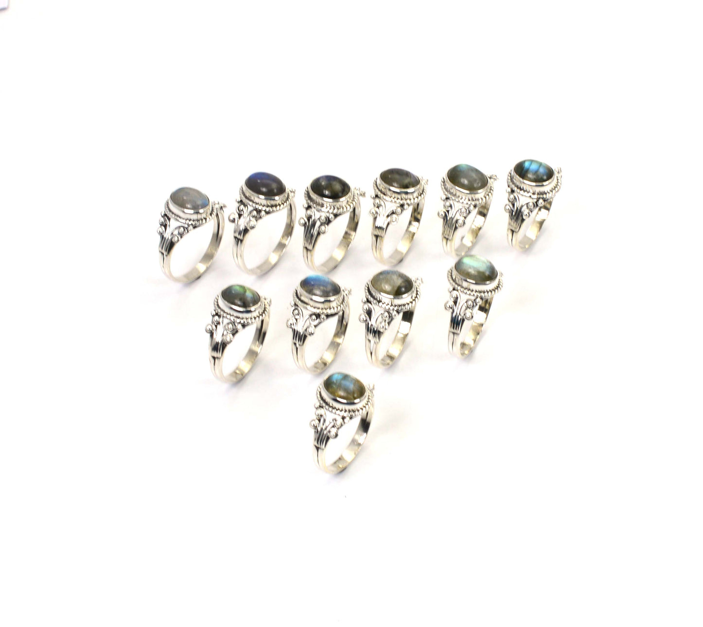 WHOLESALE 11PC 925 SOLID STERLING SILVER LABRADORITE RING LOT