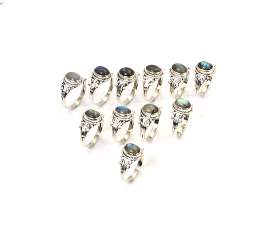 WHOLESALE 11PC 925 SOLID STERLING SILVER LABRADORITE RING LOT