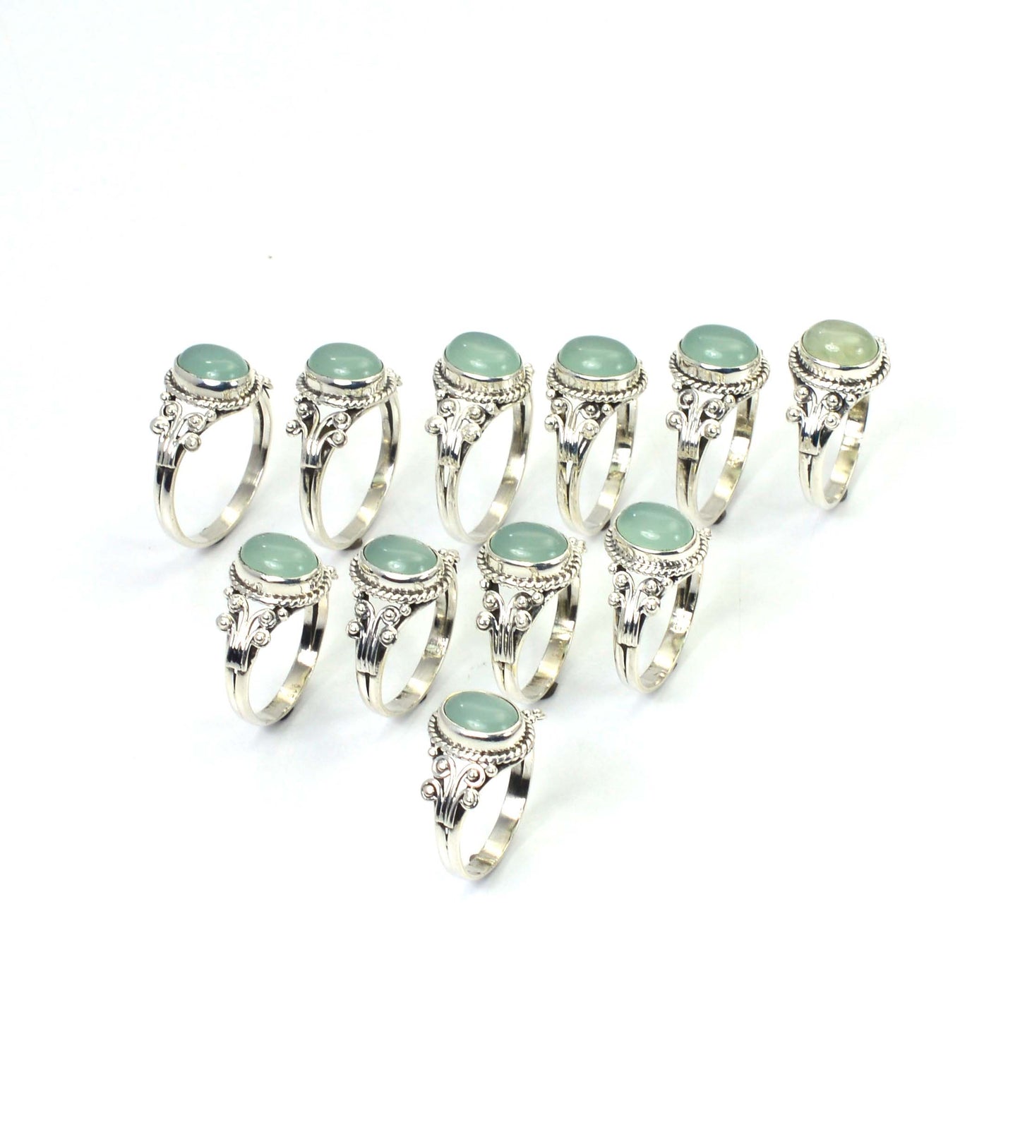 WHOLESALE 11PC 925 SOLID STERLING SILVER AQUA CHALCEDONY RING LOT