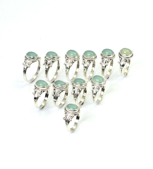 WHOLESALE 11PC 925 SOLID STERLING SILVER AQUA CHALCEDONY RING LOT