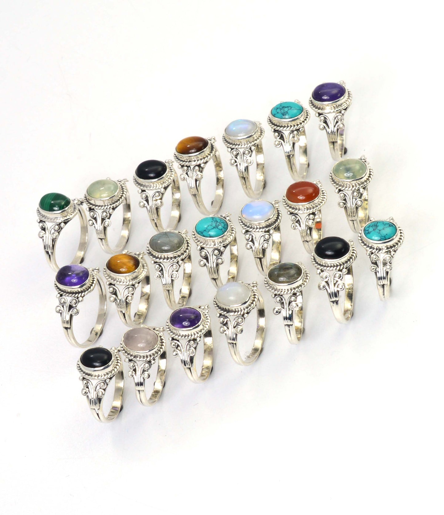 WHOLESALE 21PC 925 SOLID STERLING SILVER PURPLE AMETHYST MIX STONE RING LOT