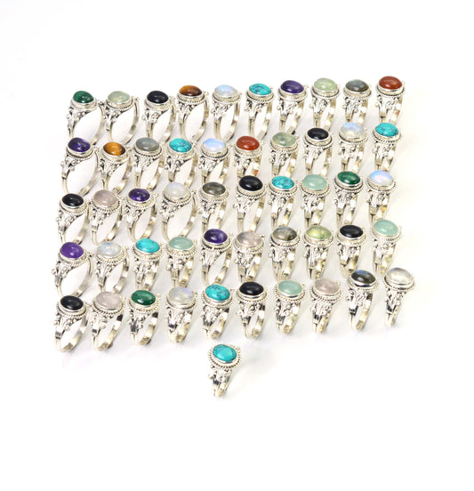 WHOLESALE 51PC 925 SOLID STERLING SILVER LABRADORITE MIX STONE RING LOT
