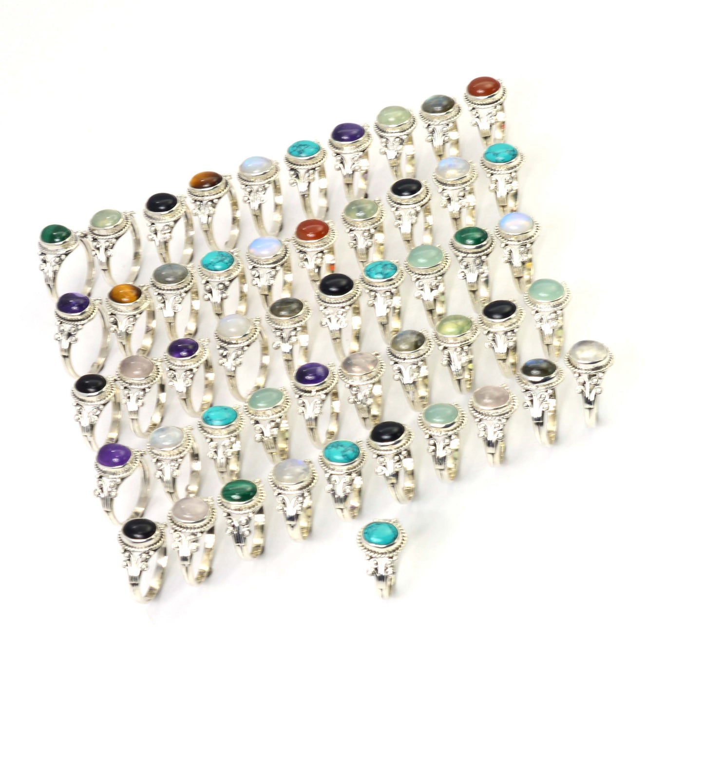 WHOLESALE 51PC 925 SOLID STERLING SILVER LABRADORITE MIX STONE RING LOT
