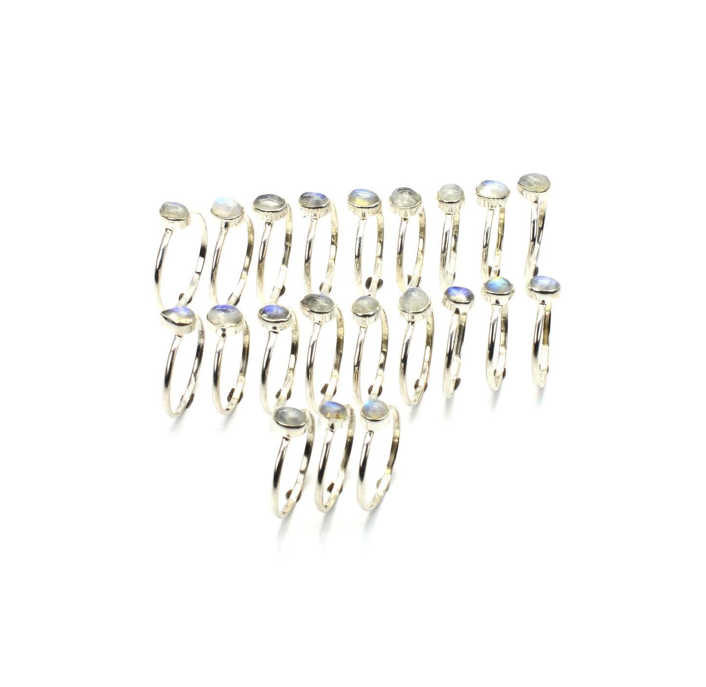 WHOLESALE 21PC 925 SOLID STERLING SILVER WHITE RAINBOW MOONSTONE RING LOT