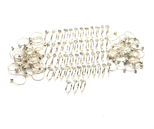 WHOLESALE 101PC 925 SOLID STERLING SILVER WHITE RAINBOW MOONSTONE RING LOT