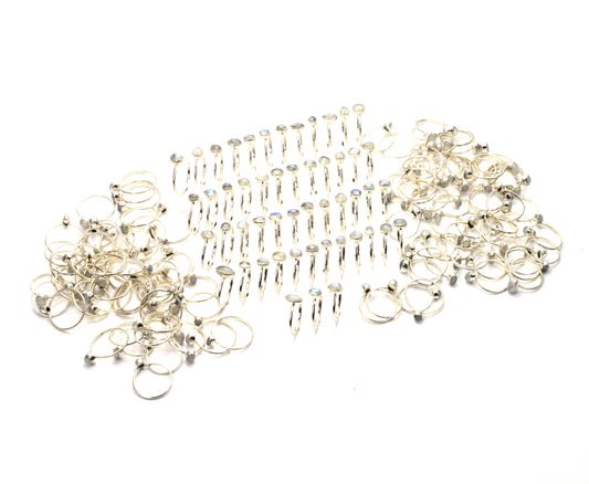 WHOLESALE 167PC 925 SOLID STERLING SILVER WHITE RAINBOW MOONSTONE RING LOT