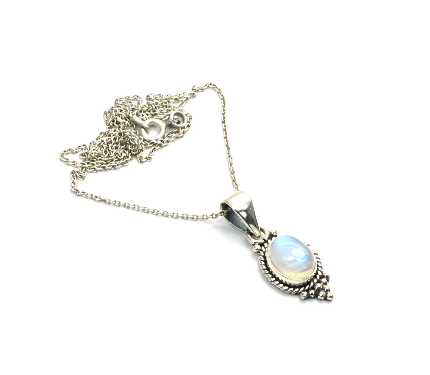WHOLESALE 5PC 925 SOLID STERLING SILVER WHITE RAINBOW MOONSTONE PENDANT LOT