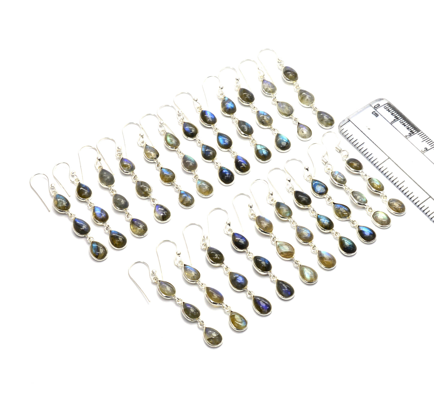 WHOLESALE 11PR 925 SOLID STERLING SILVER LABRADORITE HOOK EARRING LOT