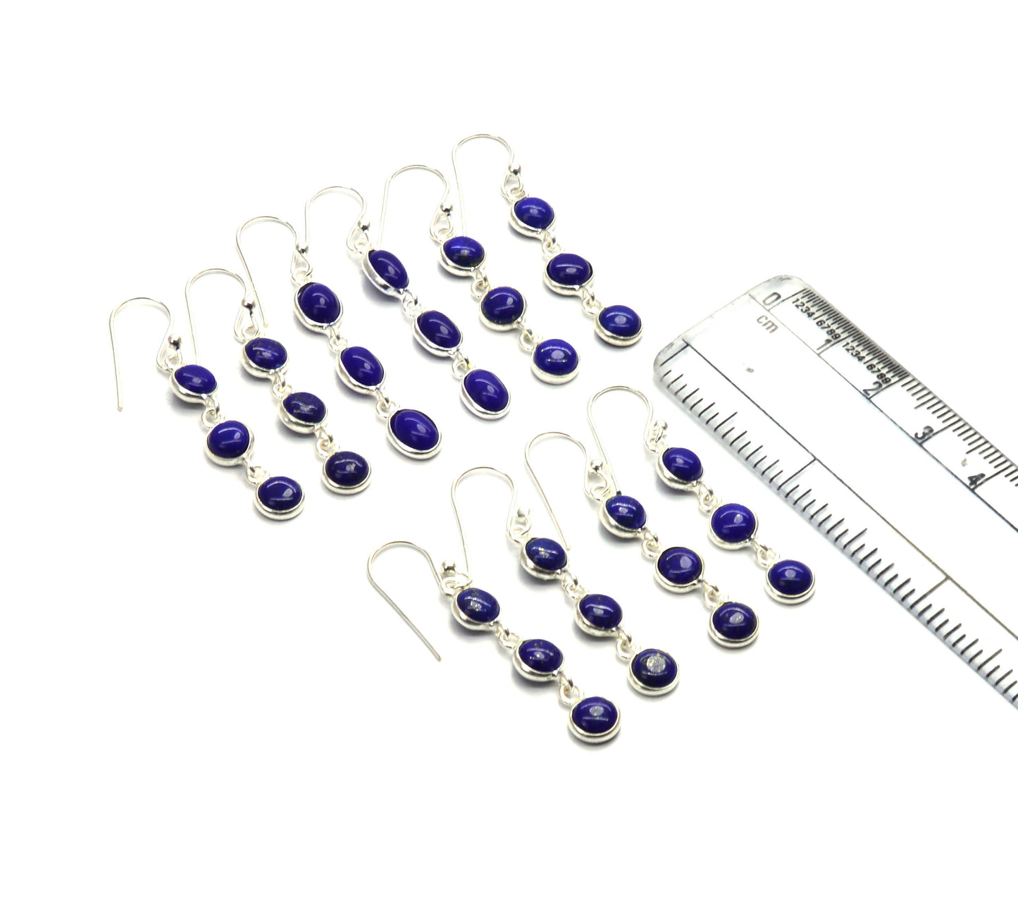 WHOLESALE 5PR 925 SOLID STERLING SILVER BLUE LAPIS LAZULI HOOK EARRING LOT