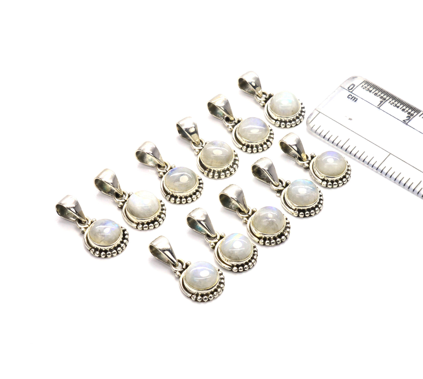 WHOLESALE 11PC 925 SOLID STERLING SILVER WHITE RAINBOW MOONSTONE PENDANT LOT