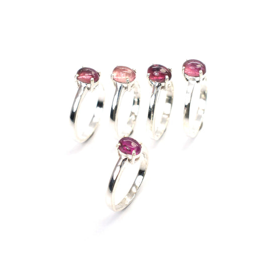 WHOLESALE 5PC 925 SOLID STERLING SILVER PINK TOURMALINE RING LOT