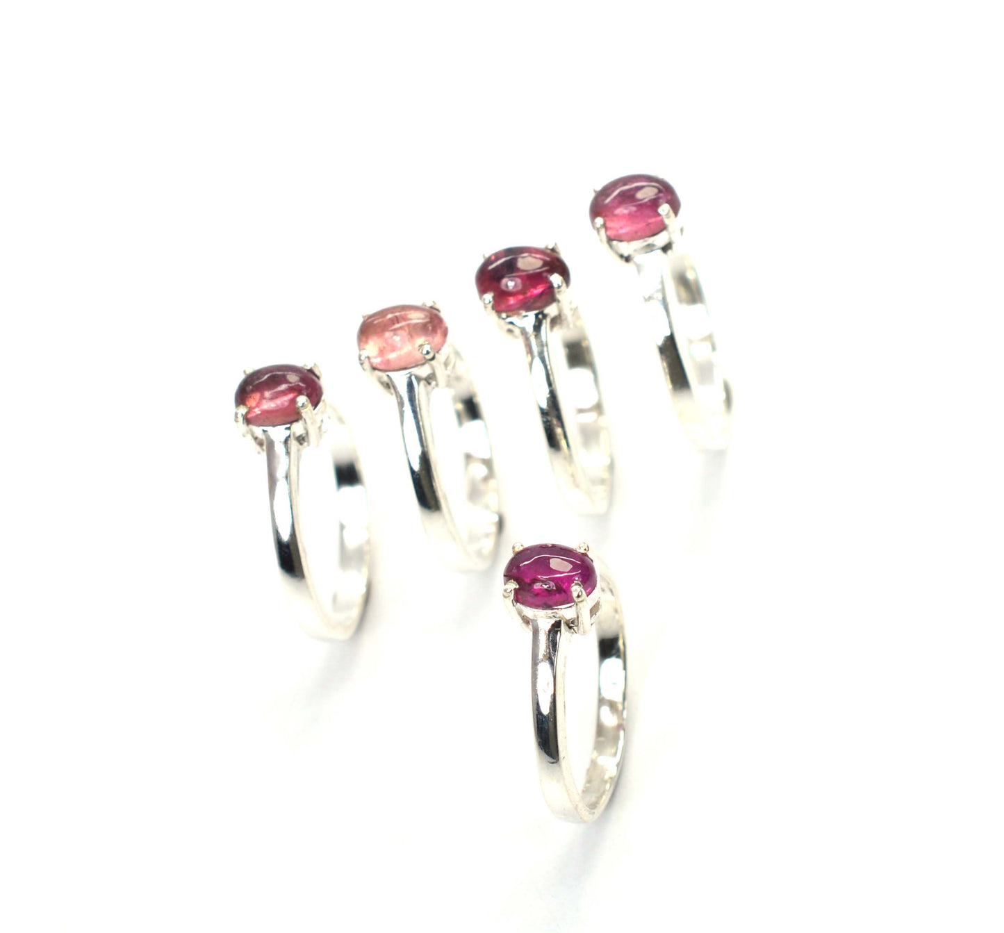 WHOLESALE 5PC 925 SOLID STERLING SILVER PINK TOURMALINE RING LOT