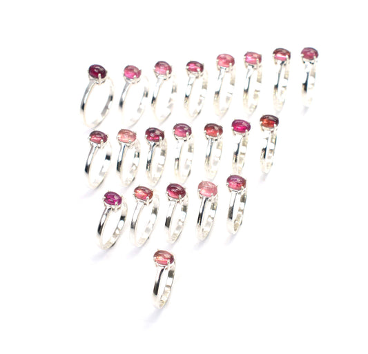 WHOLESALE 21PC 925 SOLID STERLING SILVER PINK TOURMALINE RING LOT