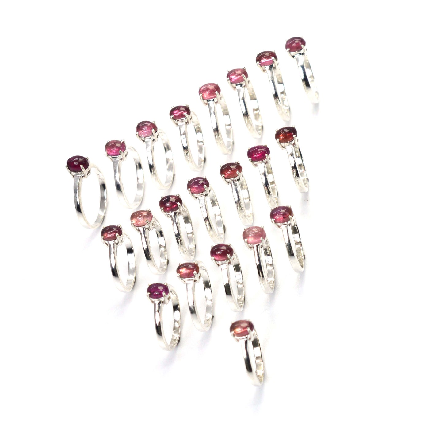 WHOLESALE 21PC 925 SOLID STERLING SILVER PINK TOURMALINE RING LOT