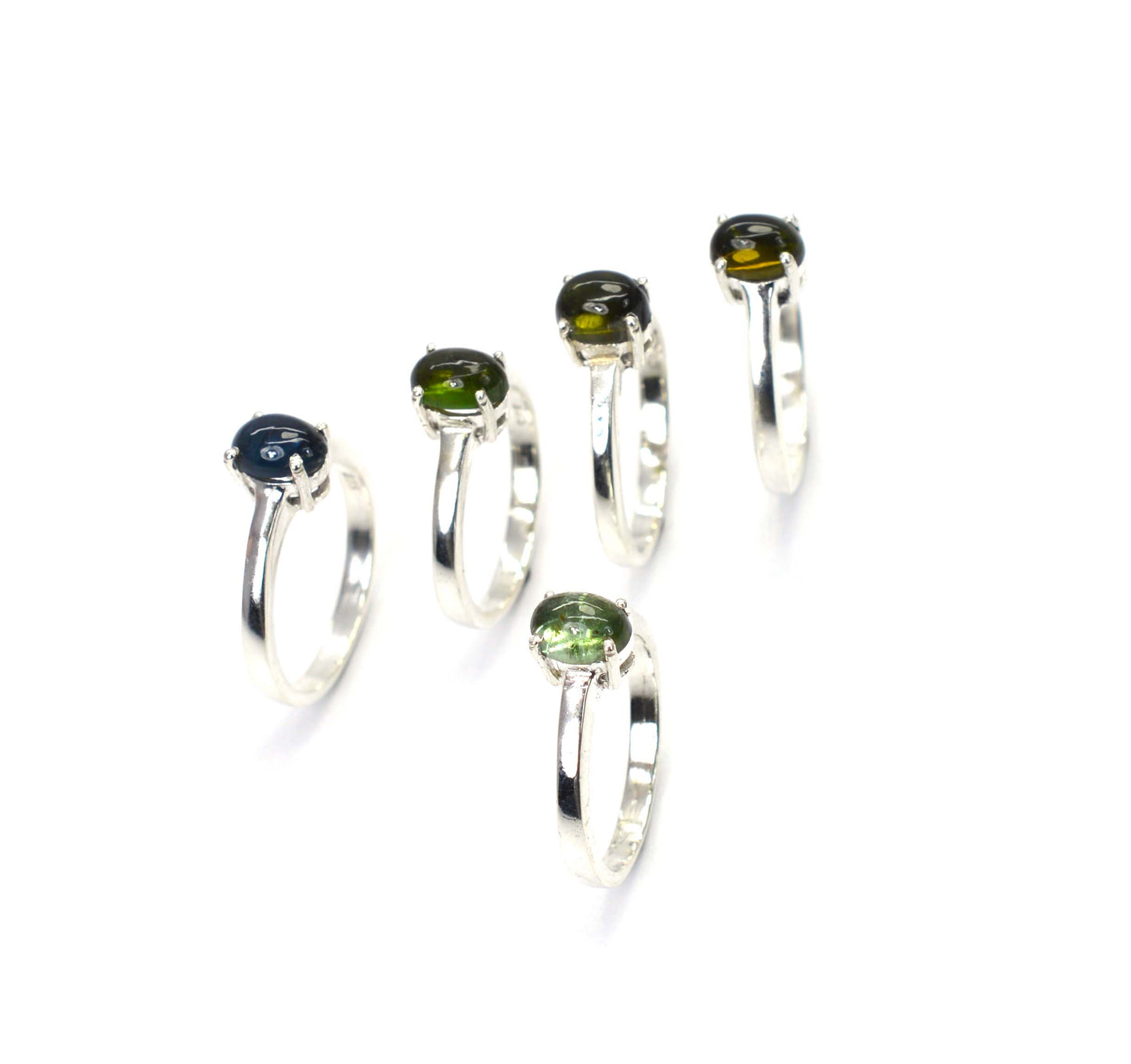 WHOLESALE 5PC 925 SOLID STERLING SILVER GREEN TOURMALINE RING LOT
